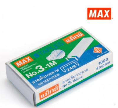 MAX แม็กซ์ ลวดเย็บกระดาษ NO.3-1M 1000 ลวด/กล่อง ( 1x6) - B2938