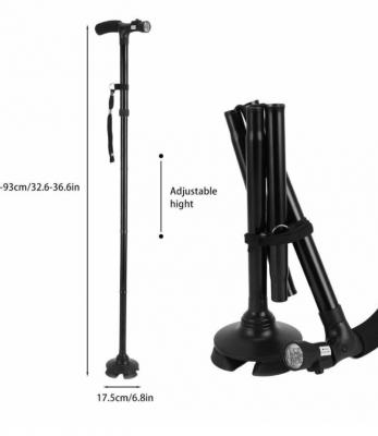 ไม้เท้าช่วยเดินผู้สูงอายุ พับได้ มีไฟฉายในตัว ปรับระดับได้ - B3199