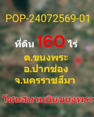POP-24072569-01 ที่ดิน 160 ไร่ ต.ขนงพระ อ.ปากช่อง จ.นครราชสีมา โซนสนามบินขนงพระ